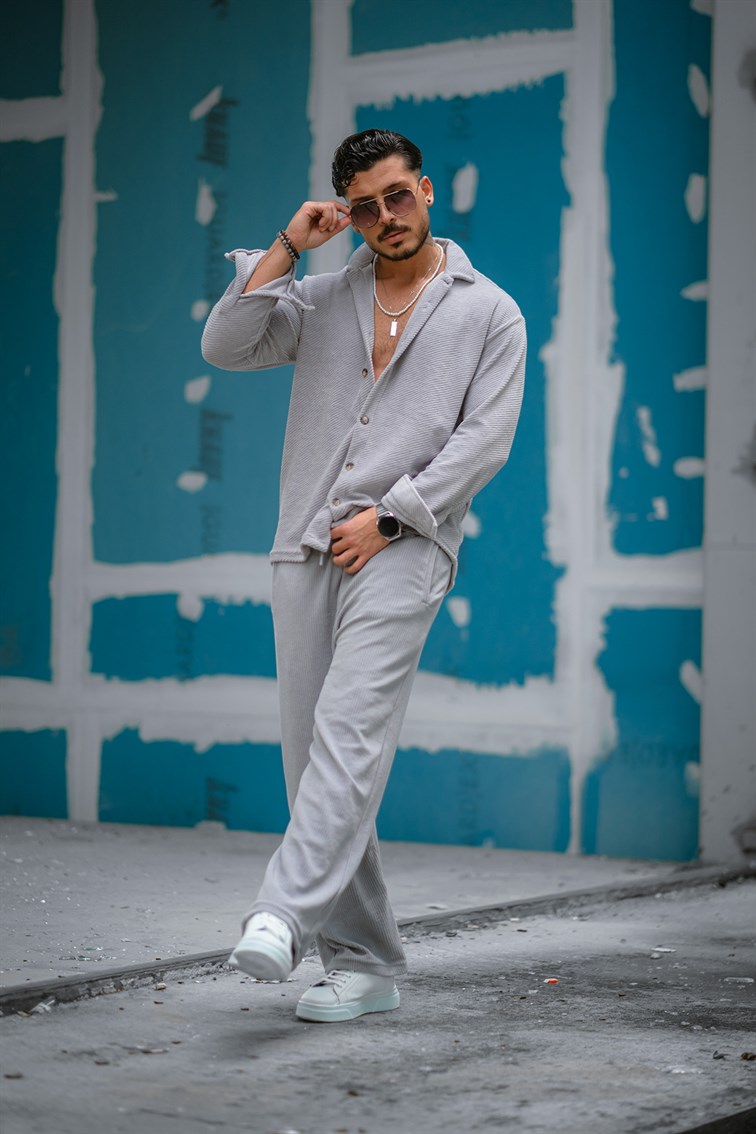 Çapraz Çizgili Oversize Gömlek