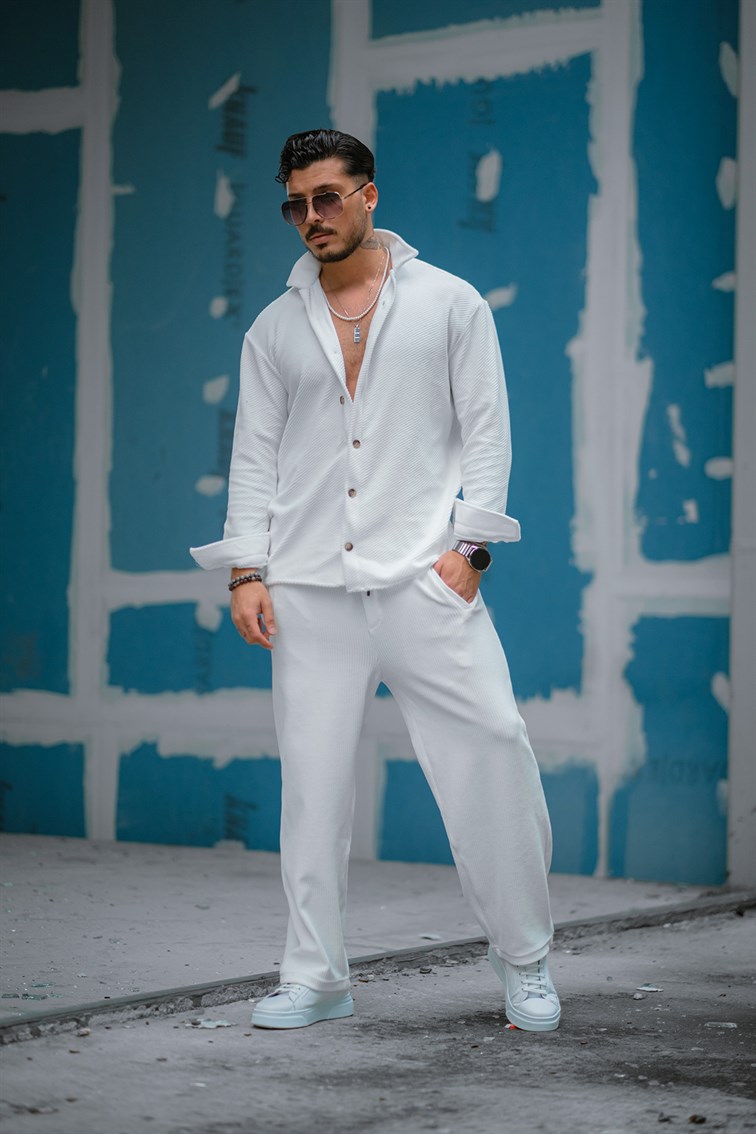 Çapraz Çizgili Oversize Gömlek