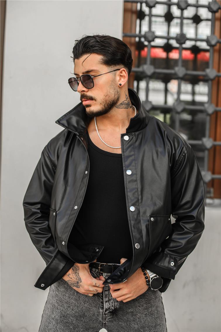 Casual Deri Ceket Siyah