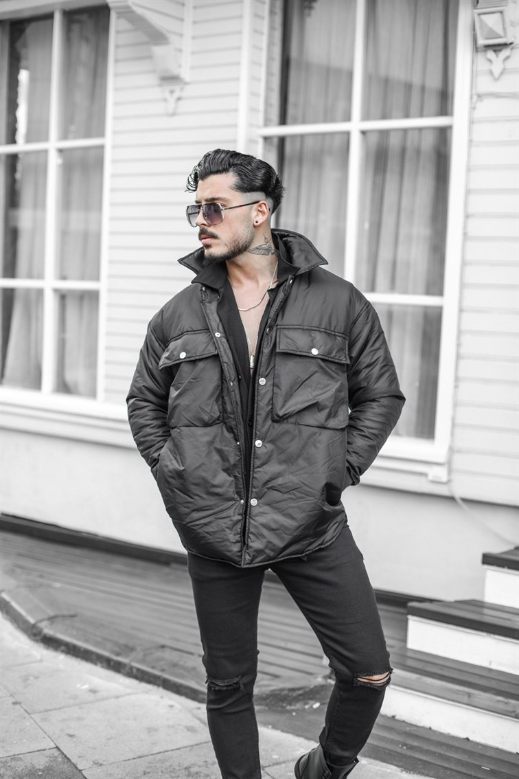 Cep Detaylı Oversize Mont