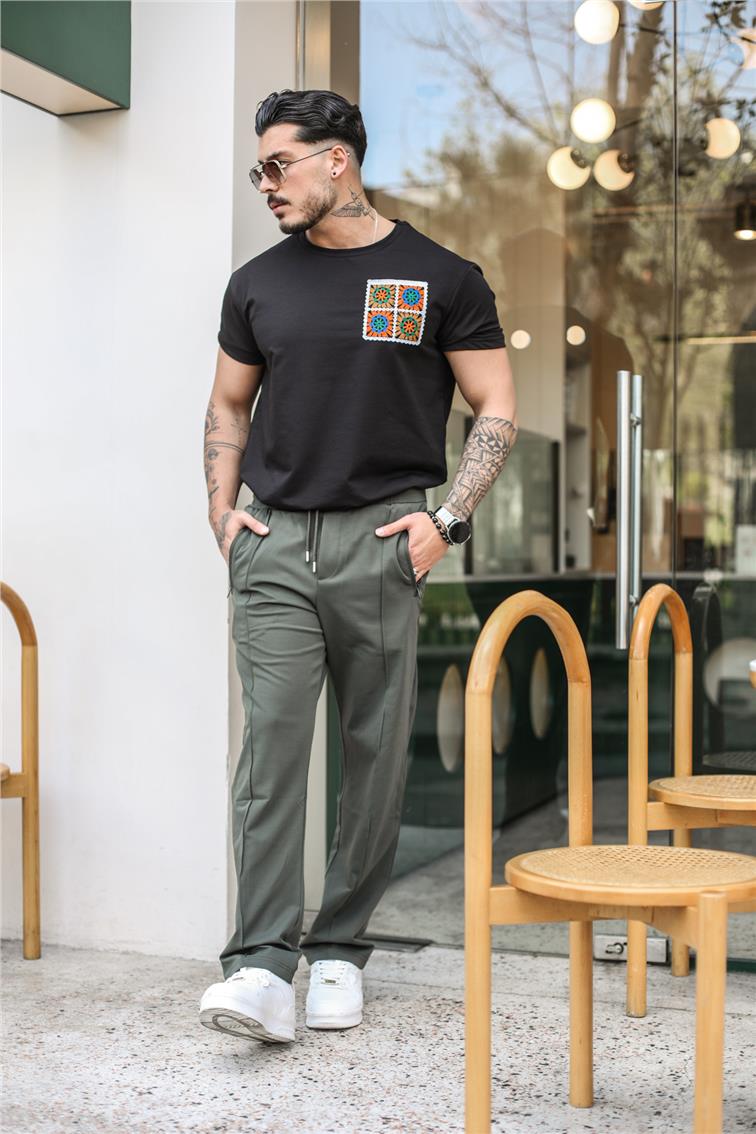 Cep Fermuarlı Baggy Pantolon Haki