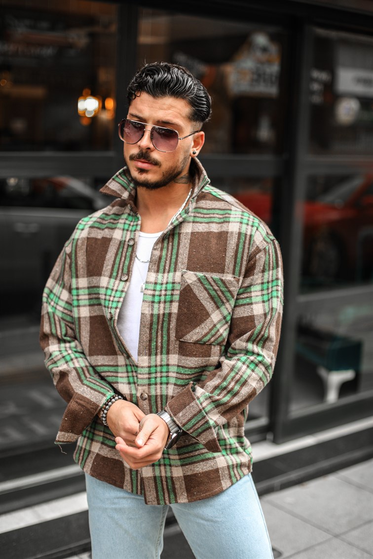 Çift Çizgili Oduncu Oversize Gömlek