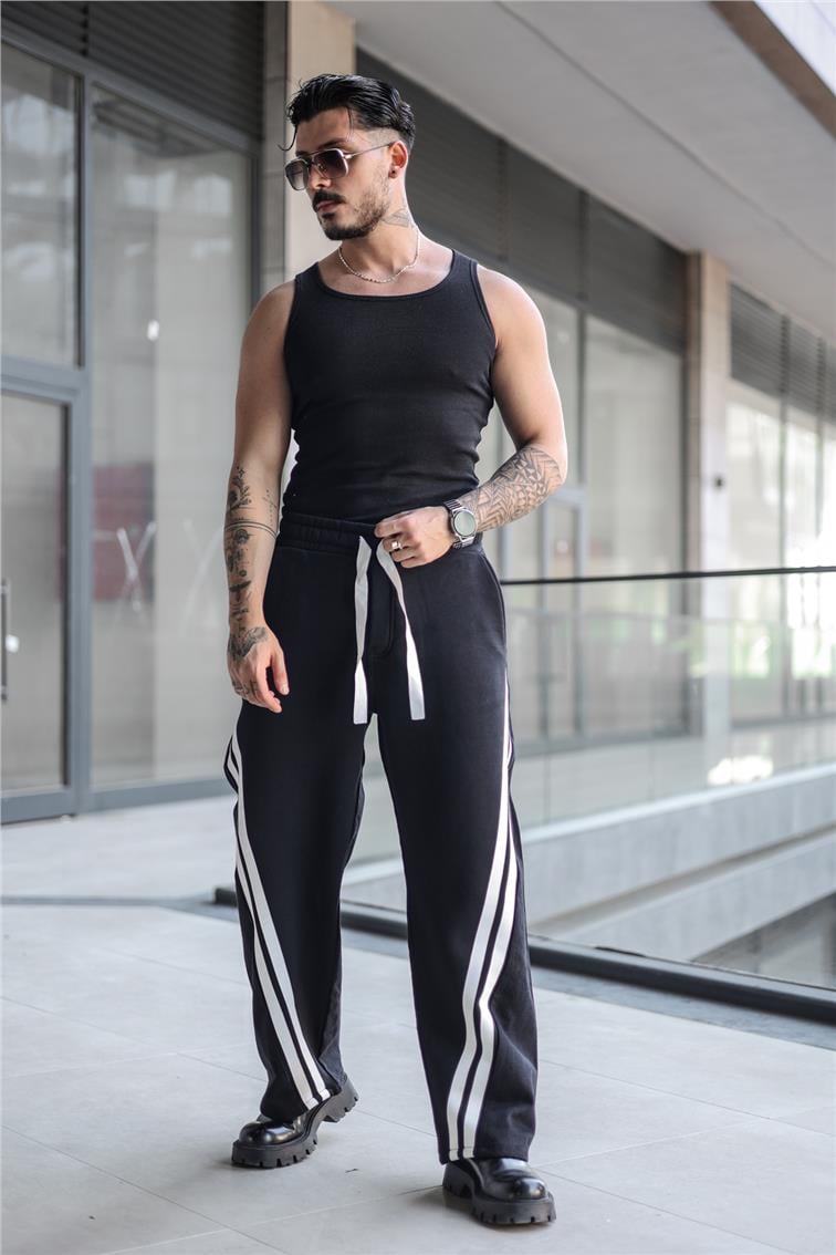 Çift Kumaş Şertili Baggy Siyah