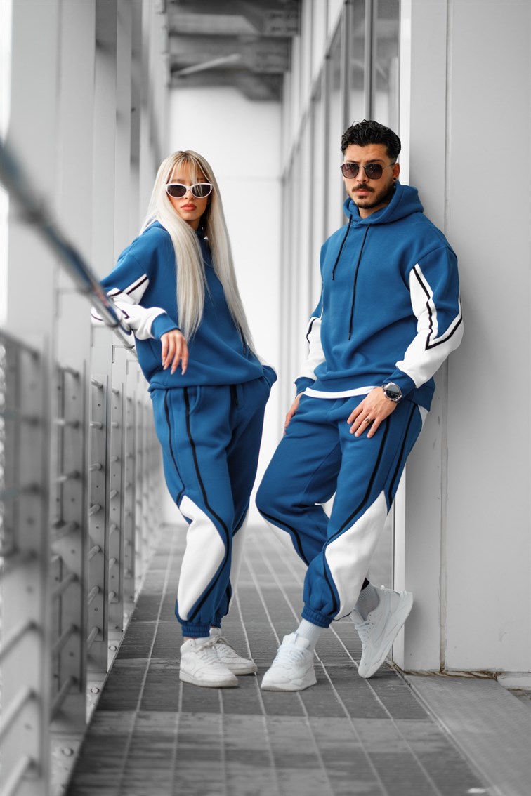 Çift Renk Detaylı Oversize Unisex Sweatshirt