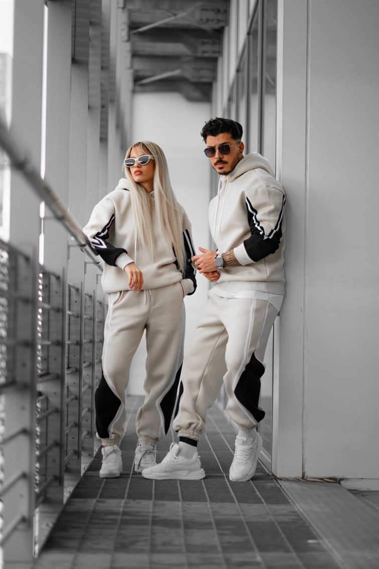 Çift Renk Detaylı Oversize Unisex Sweatshirt