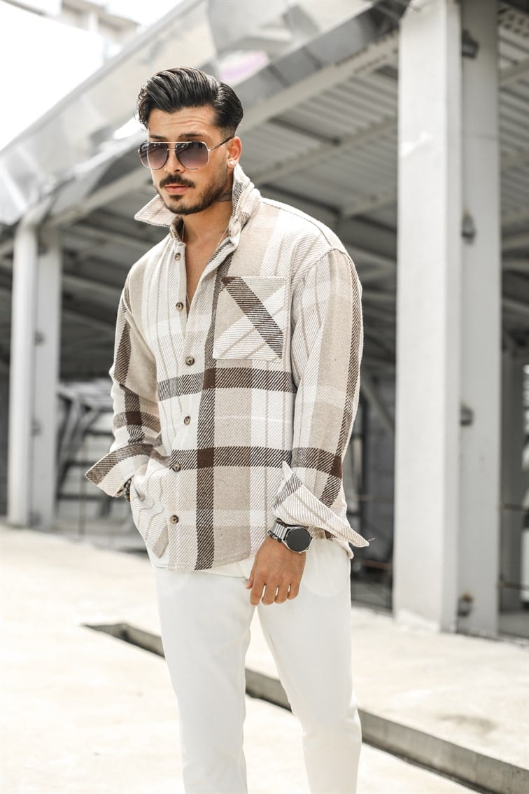 Çift Renk Şeritli Oversize Gömlek