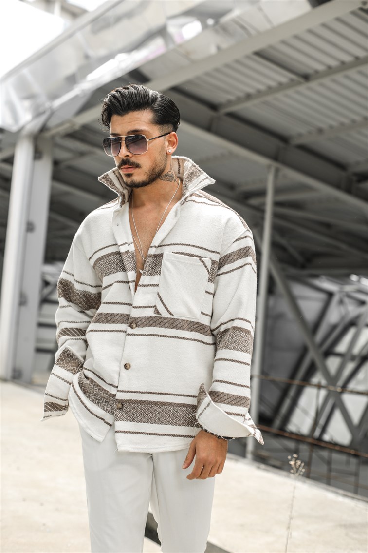 Çizgi Detay Oversize Oduncu Gömlek