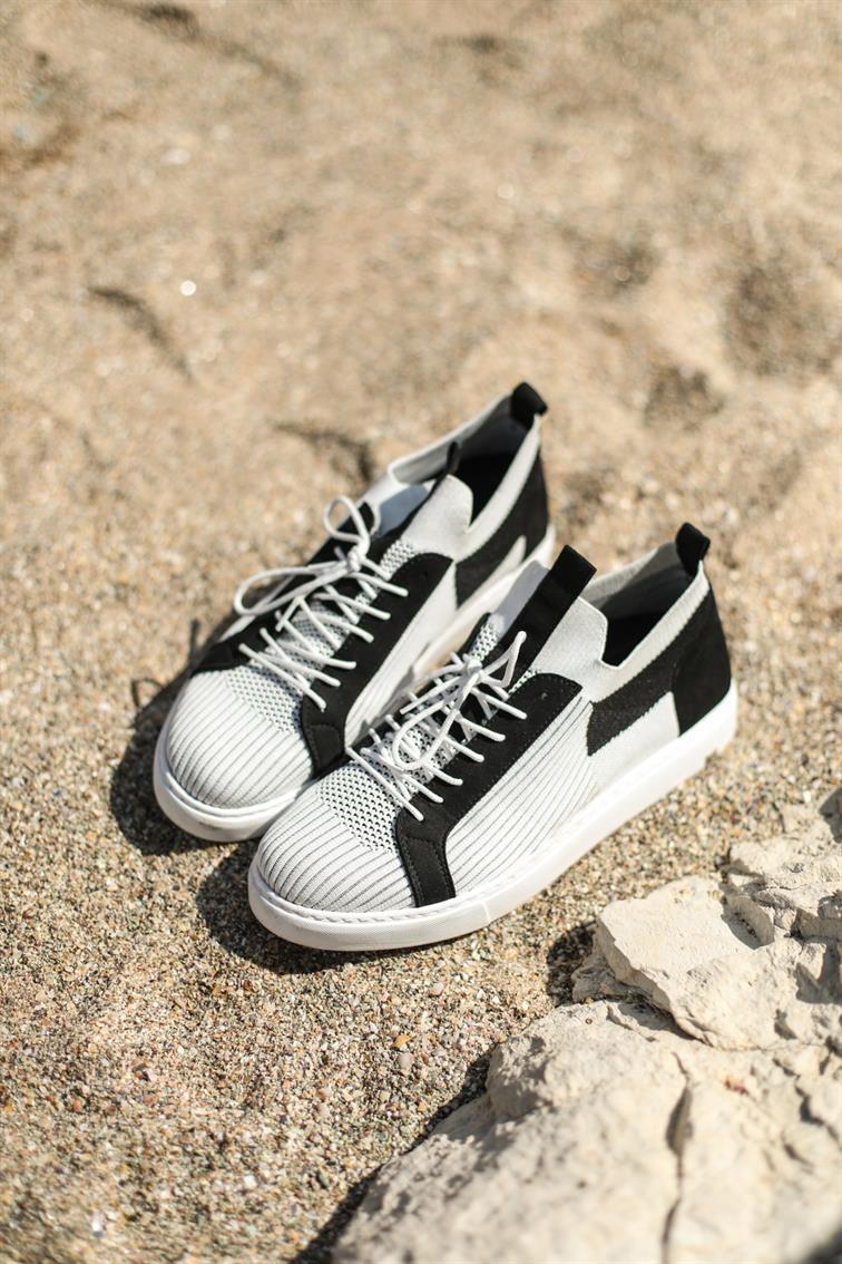 Çizgili Basic Shoes Siyah Beyaz