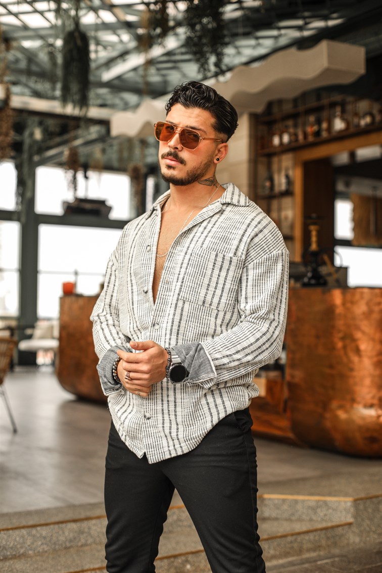 Çizgili Oduncu Oversize Gömlek