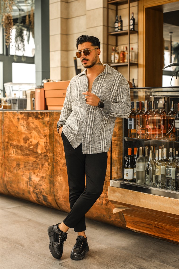 Çizgili Oduncu Oversize Gömlek