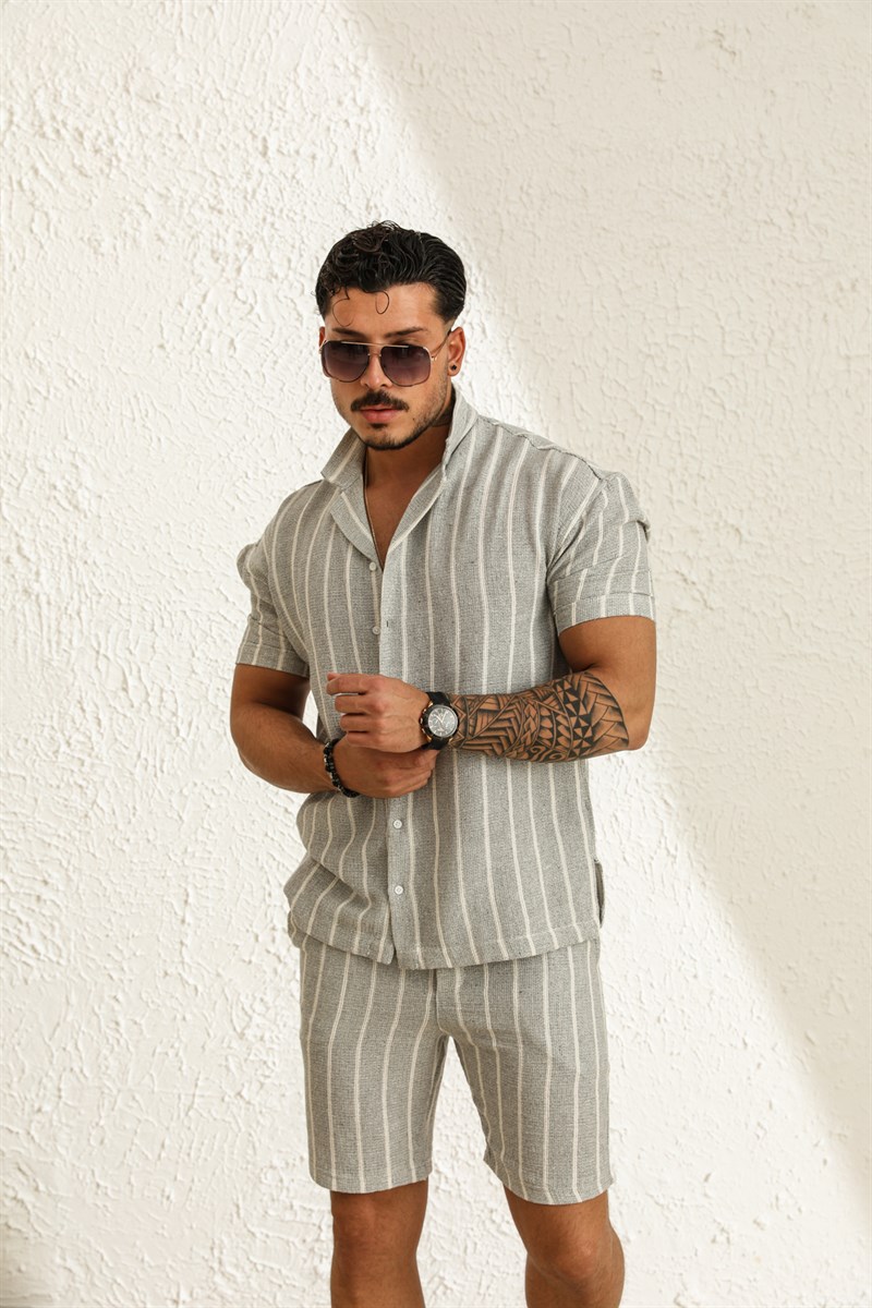 Çizgili Örme Oversize Gömlek