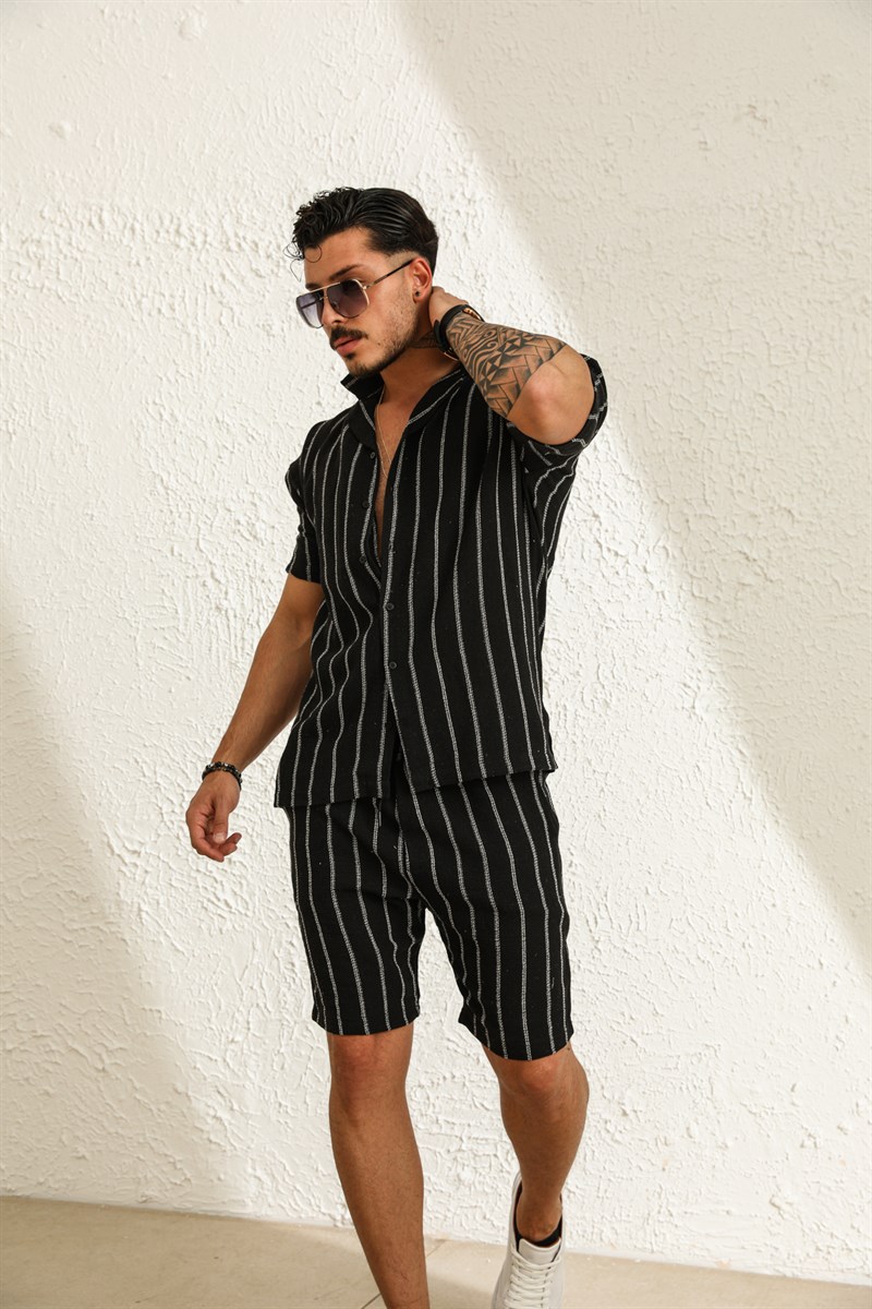 Çizgili Örme Oversize Gömlek