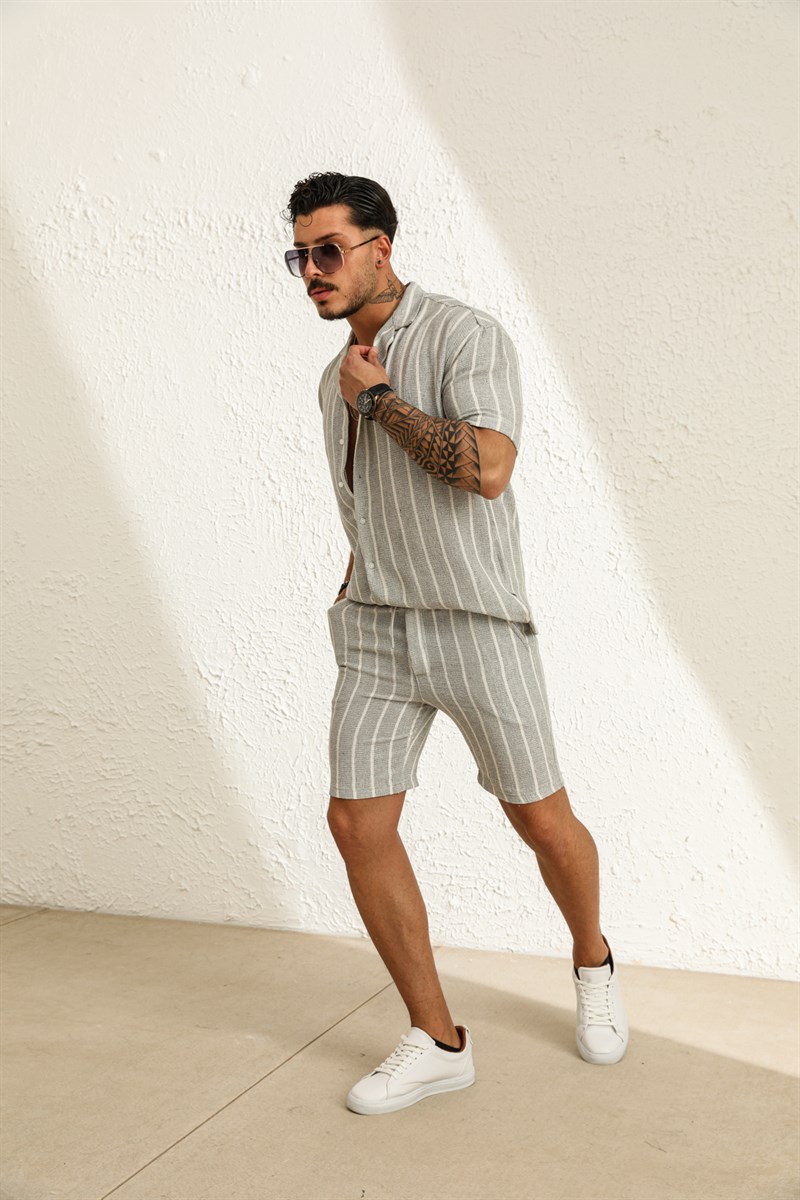 Çizgili Örme Şort