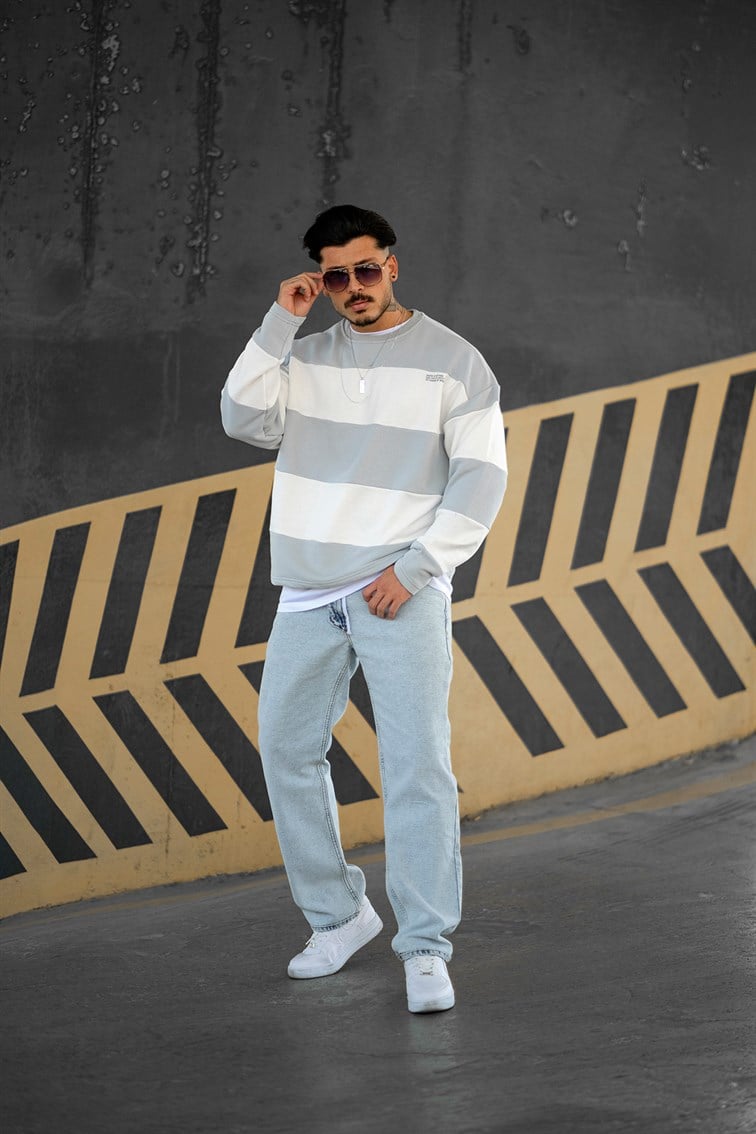 Çizgili Oversize Sweatshirt