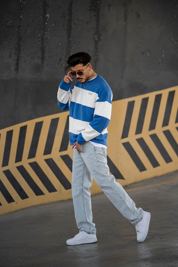 Çizgili Oversize Sweatshirt