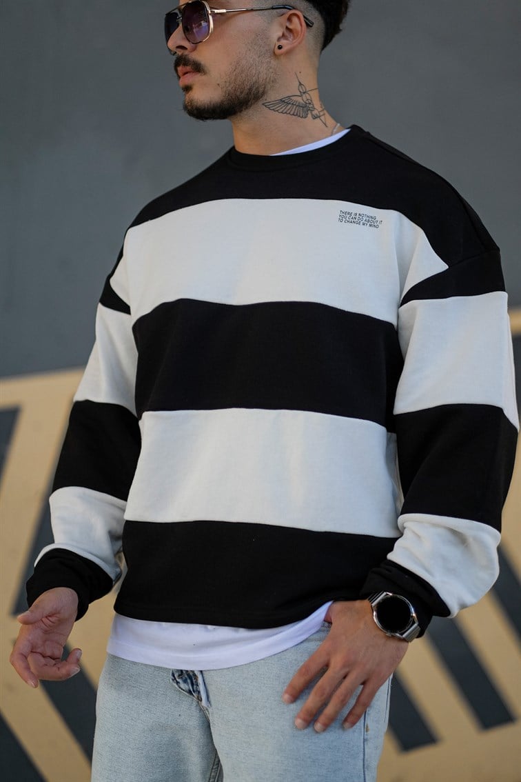 Çizgili Oversize Sweatshirt