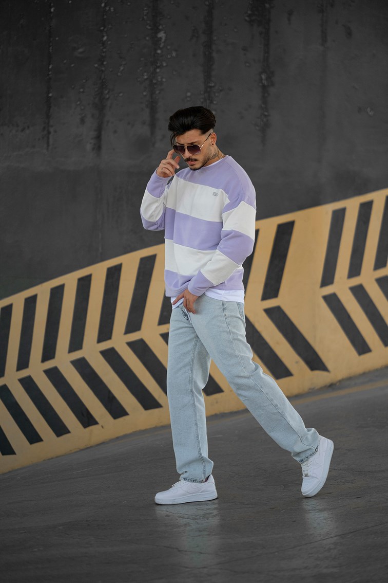 Çizgili Oversize Sweatshirt