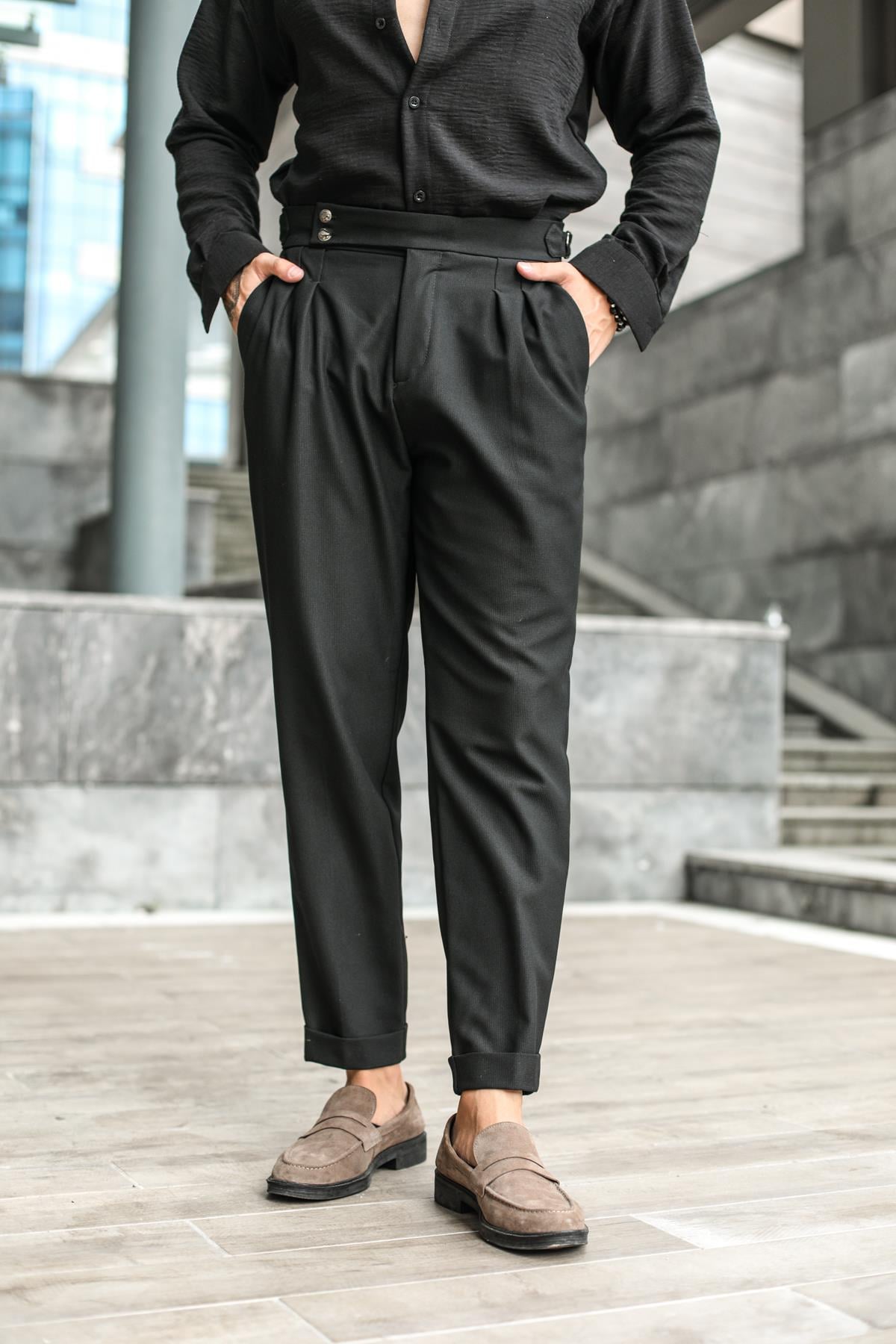 Clasp Detaylı Klasik Pantolon Siyah