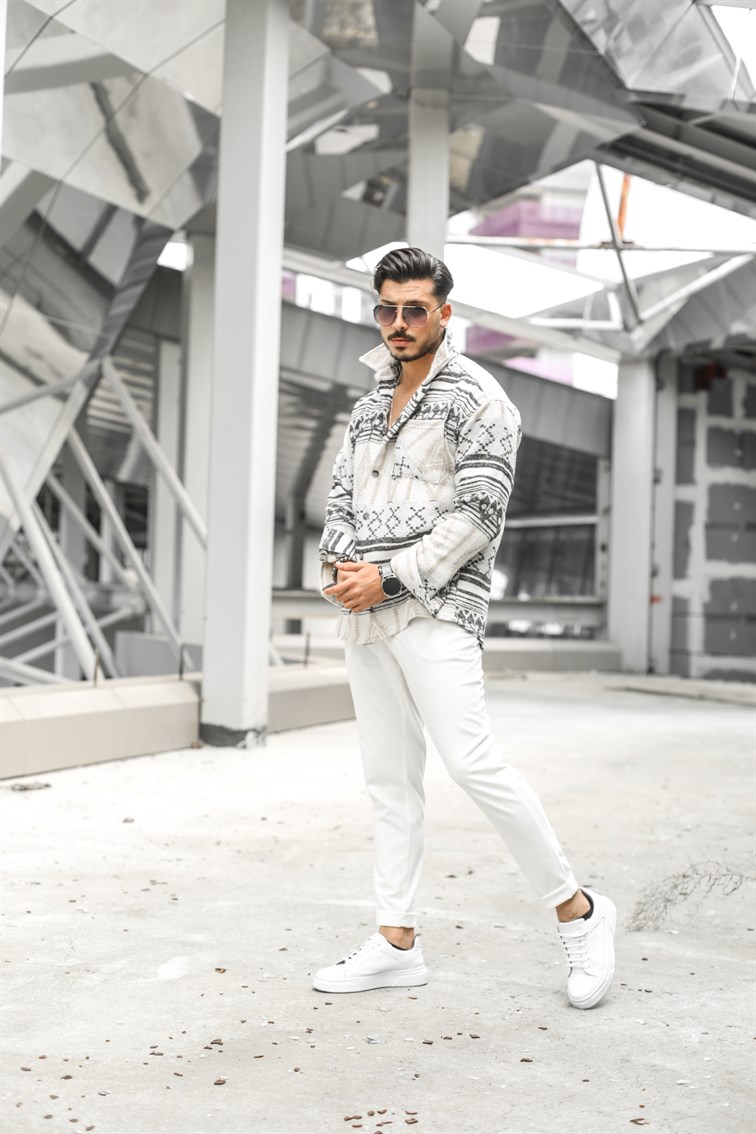 Çok Desenli Etnik Oduncu Oversize Gömlek