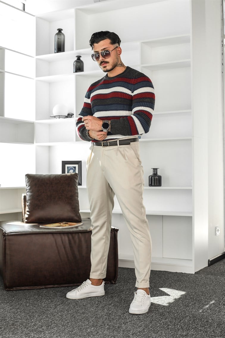 Çok Renkli Örme Oversize Kazak