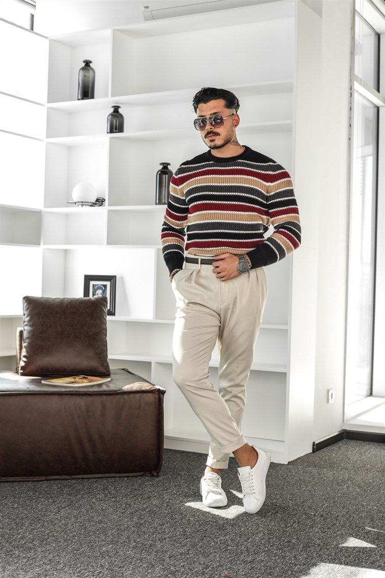 Çok Renkli Örme Oversize Kazak