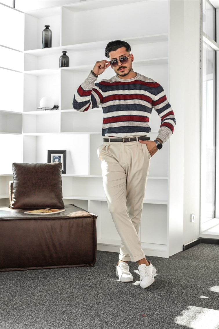 Çok Renkli Örme Oversize Kazak