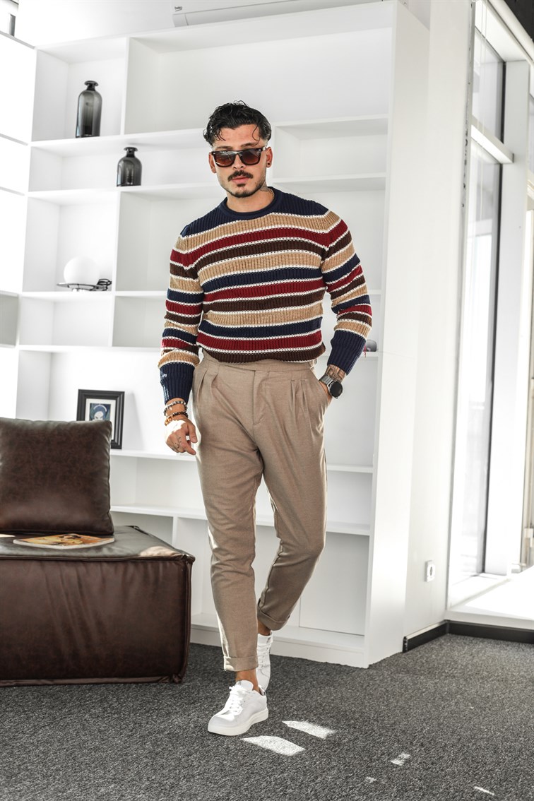 Çok Renkli Örme Oversize Kazak