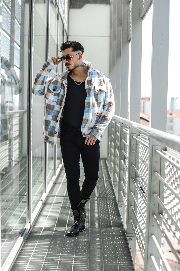 Çok Renkli Peluş Oversize  Gömlek / Ceket