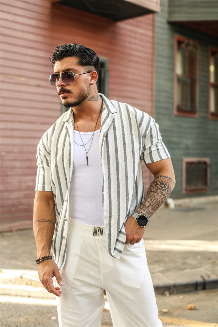 Çok Renkli Şeritli Gömlek