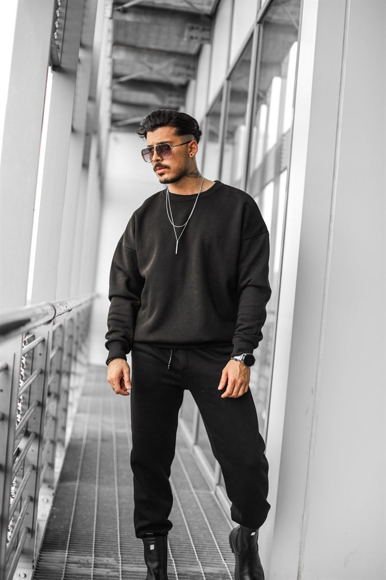 Collar Basıc Oversize Sweatshirt
