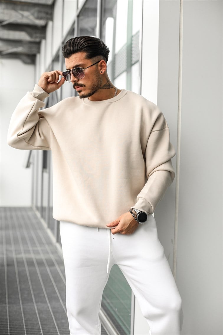 Collar Basıc Oversize Sweatshirt