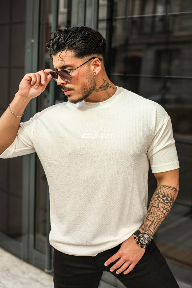 Culture Nakışlı Dokulu Oversize T-Shirt