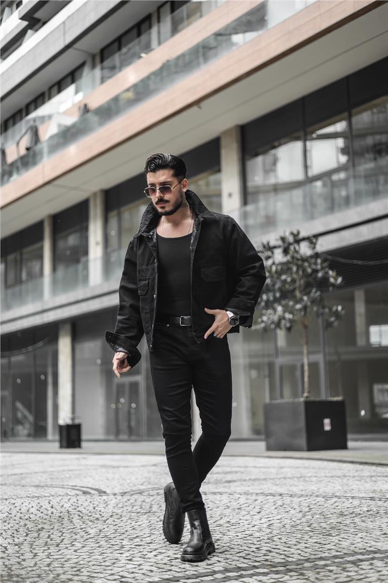 Denim Kolej Ceket/Mont Siyah