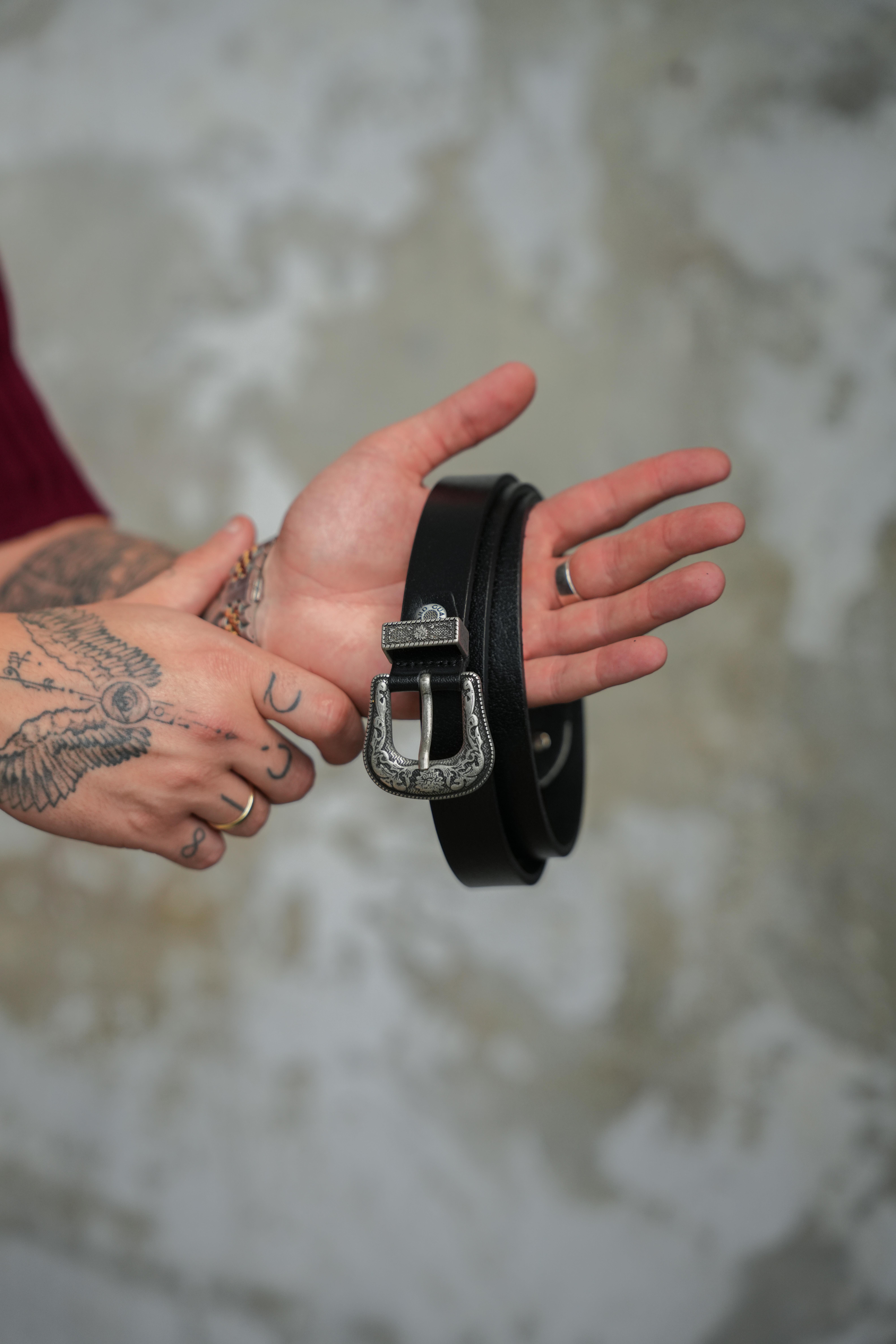 Desenli  Basic Kemer Siyah