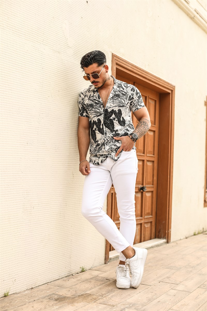 Desenli Kısa Kol  Gömlek