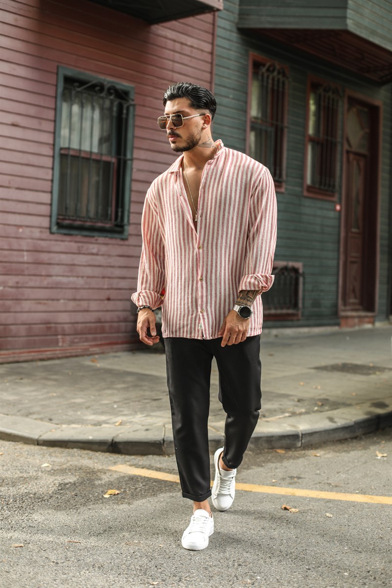 Dik Çizgili Oversize Gömlek