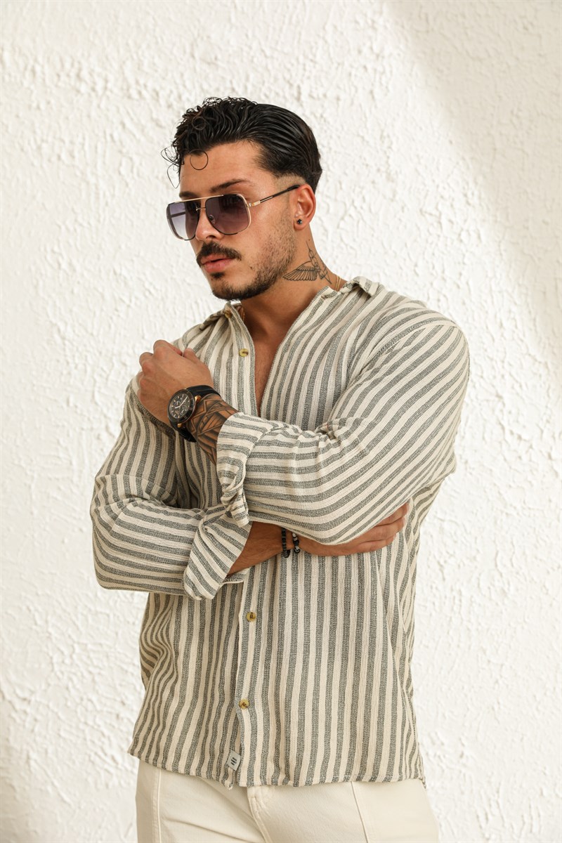 Dik Çizgili Oversize Gömlek