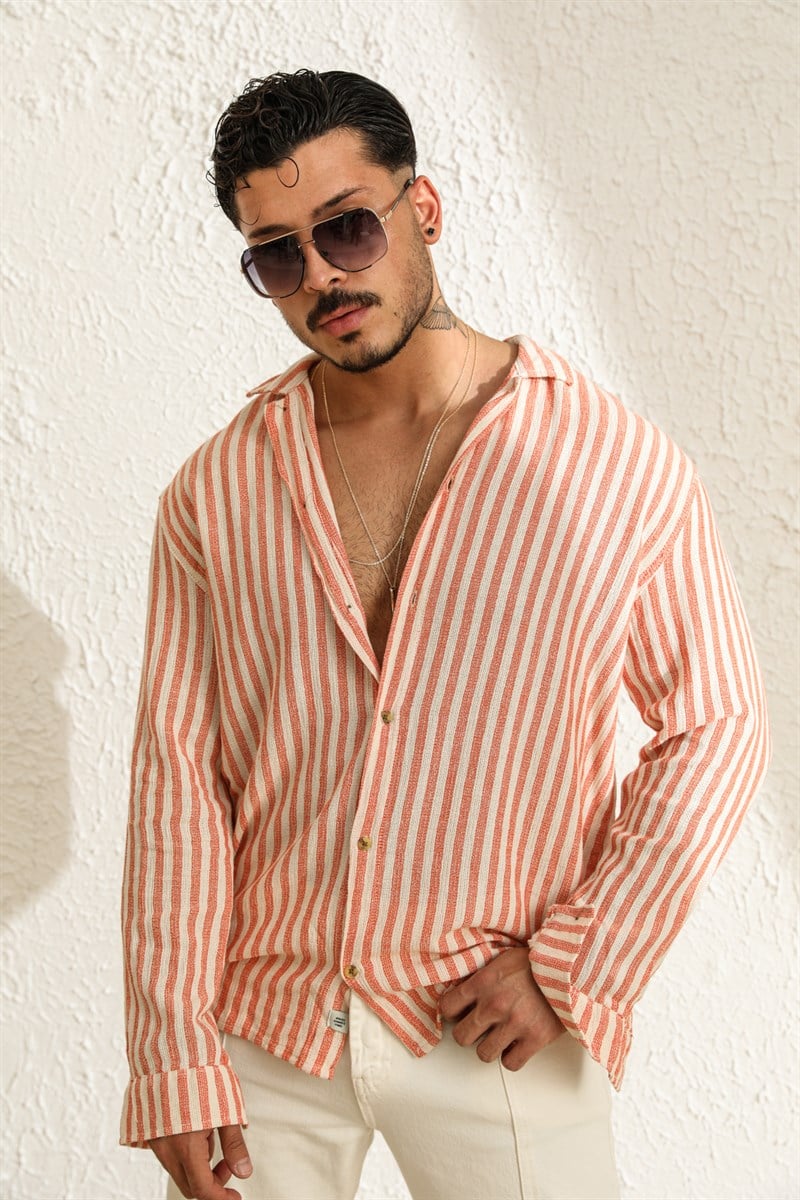 Dik Çizgili Oversize Gömlek