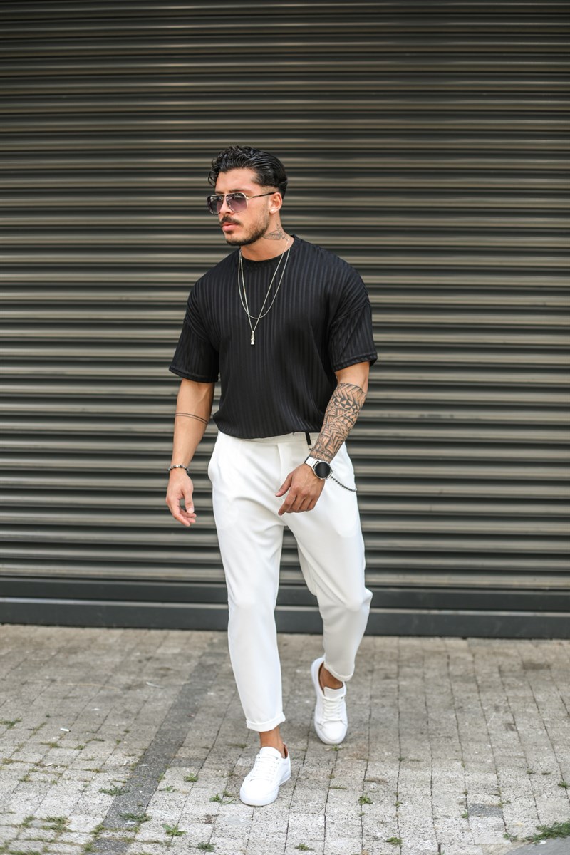 Dik Çizgili Oversize T-Shirt