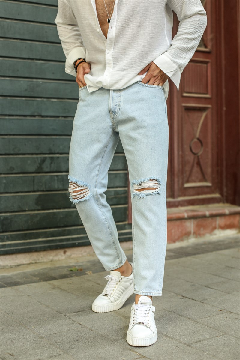 Dizi Yırtık Mom Jean