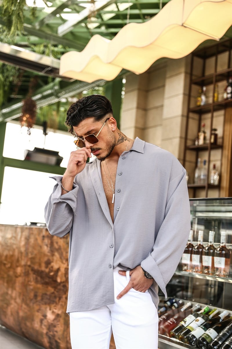 Dokulu Oversize Gömlek