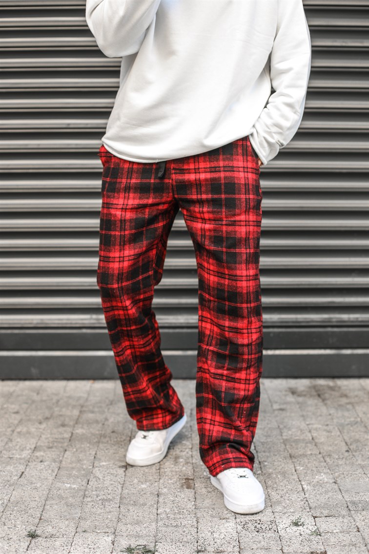 Dökümlü Kareli Pantolon