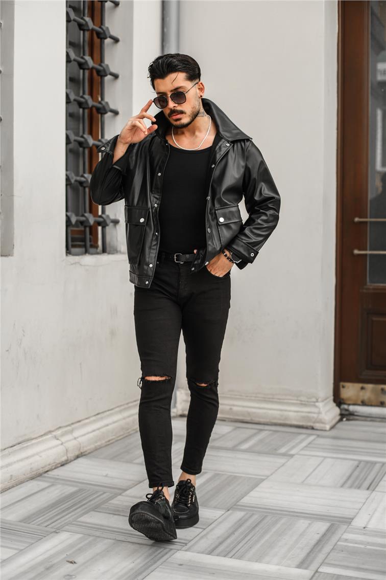 Dört Cepli Vintage Ceket Siyah