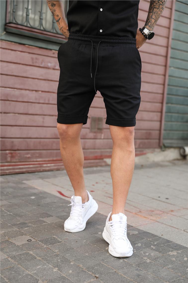 Double Detay Spor Şort Siyah