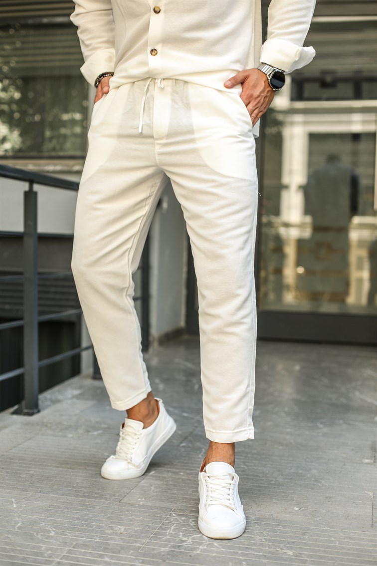 Double Paça Keten Pantolon