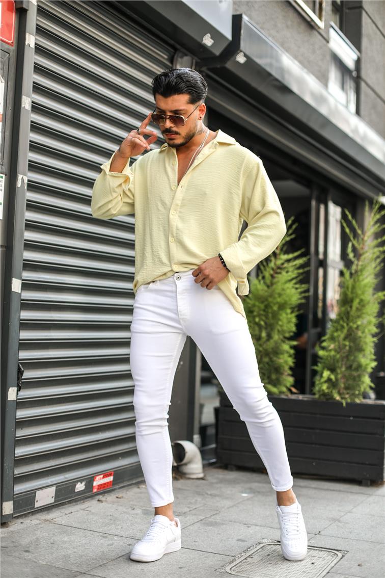 Düz Skinny Jean Beyaz