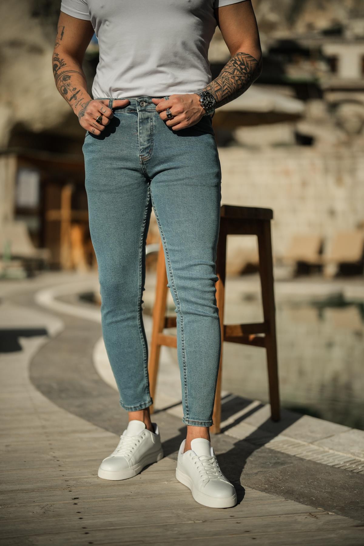 Düz Skinny Jean Mavi