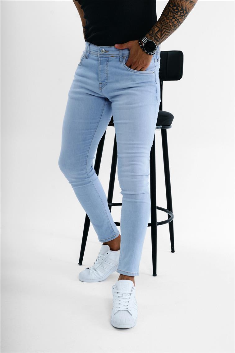 Düz Yıkamalı Skinny Jean Açık Mavi