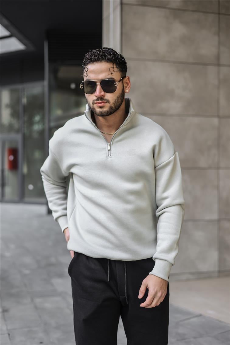 Exclusıve Found Yazılı Oversize Sweatshirt Gri