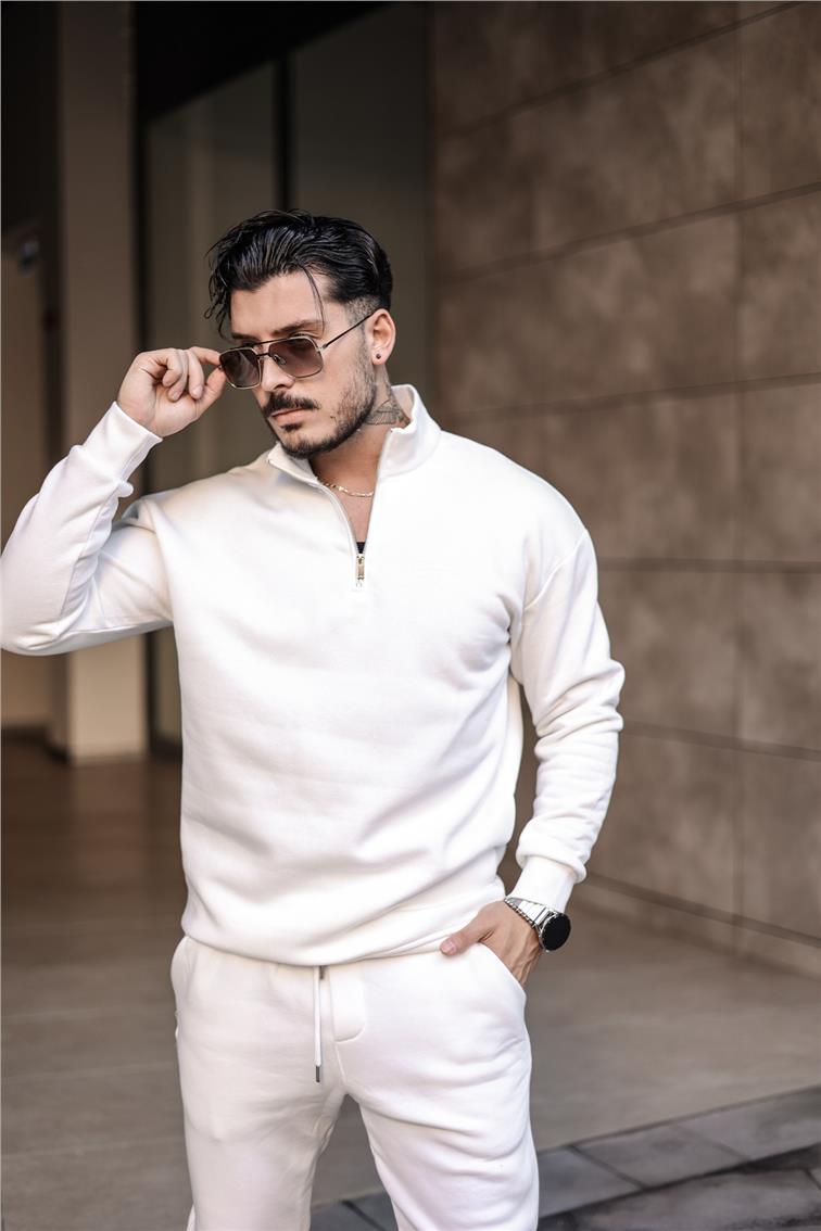 Exclusıve Found Yazılı Oversize Sweatshirt Beyaz